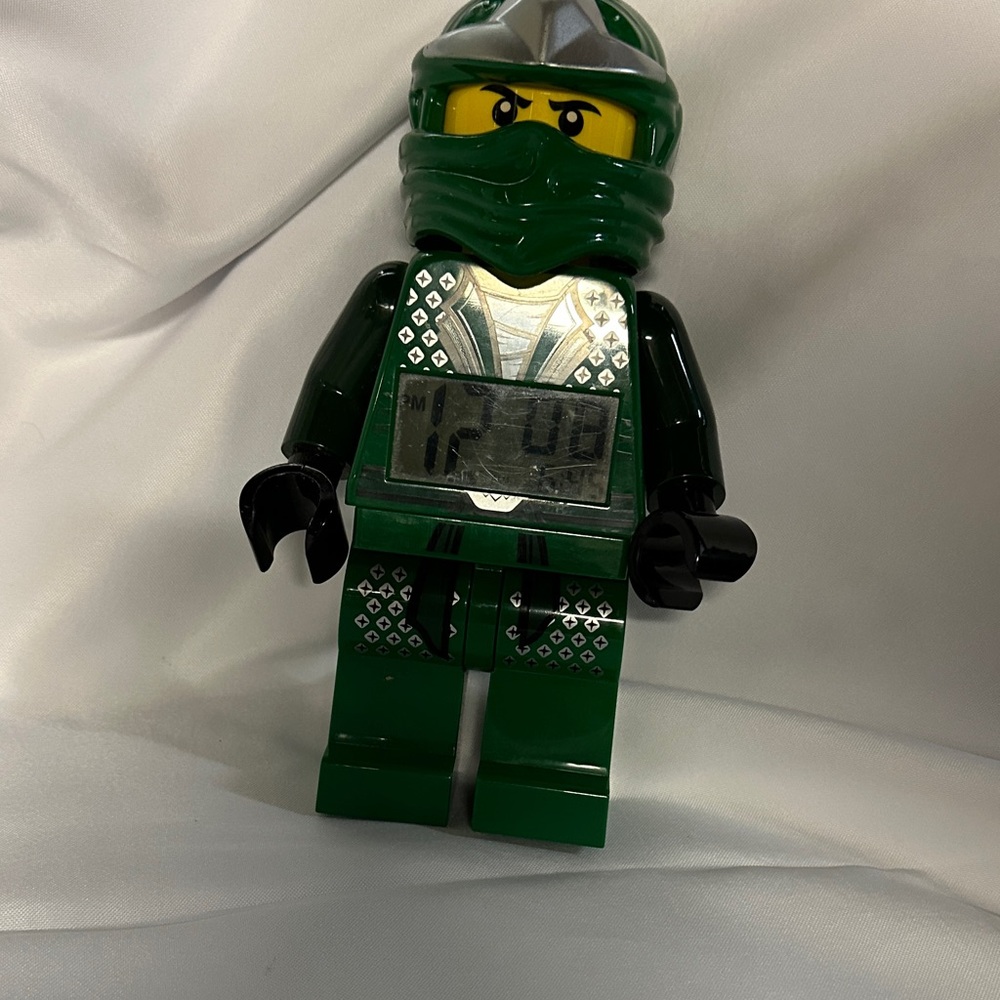 LEGO-Style Green Ninja posable Lloyd minifigure Digital Alarm Clock